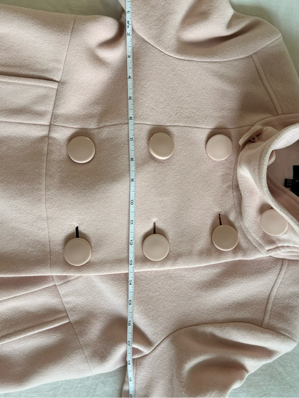 Zara Pink Wool Blend Pea Coat Double Breasted Jacket M Coquette - Picture 9 of 11